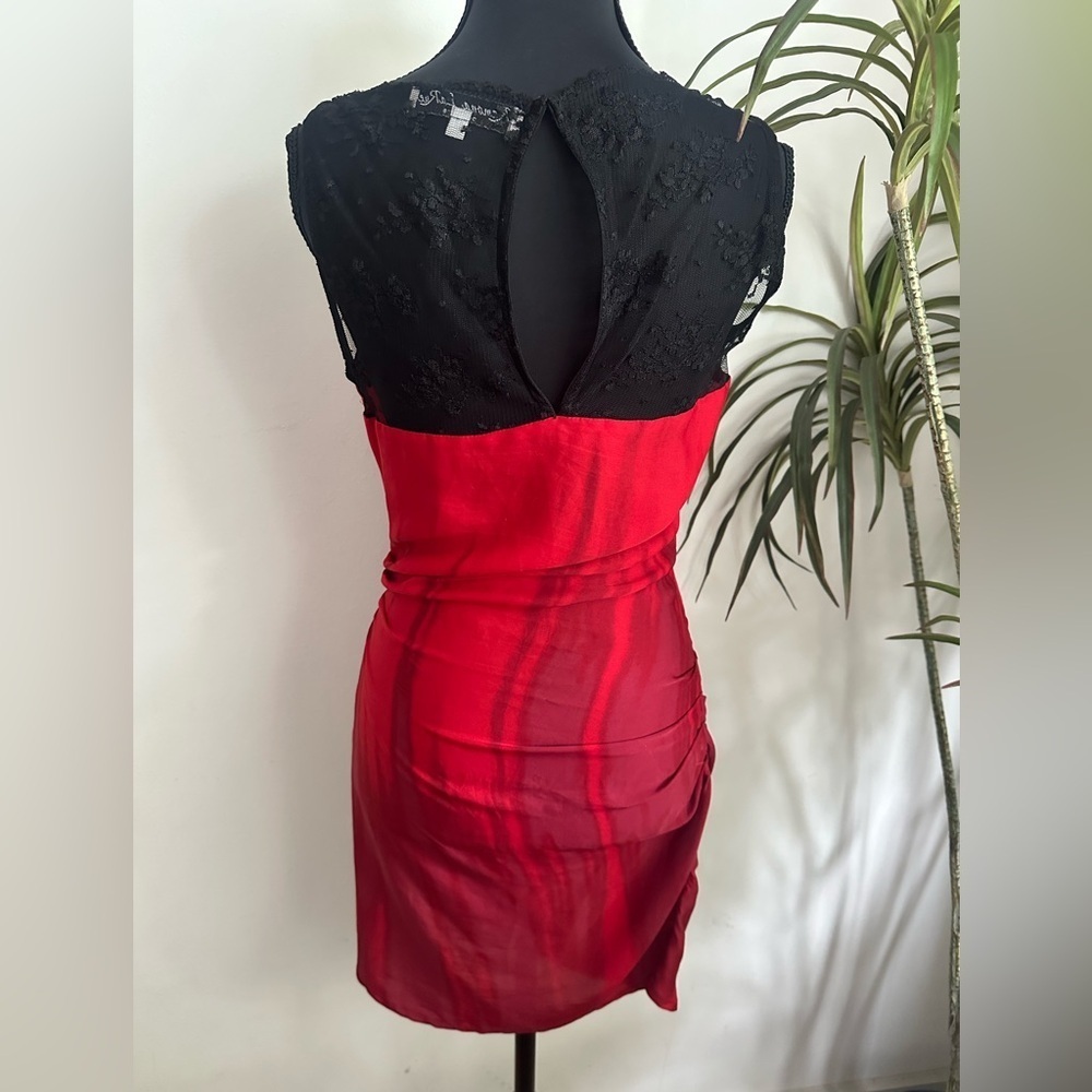Ramona La Rue red silk lace mini dress Small - Picture 3 of 5